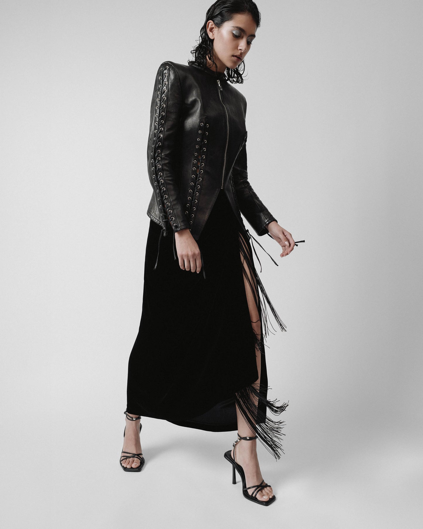 Eloise Lace-up Jacket in Leather