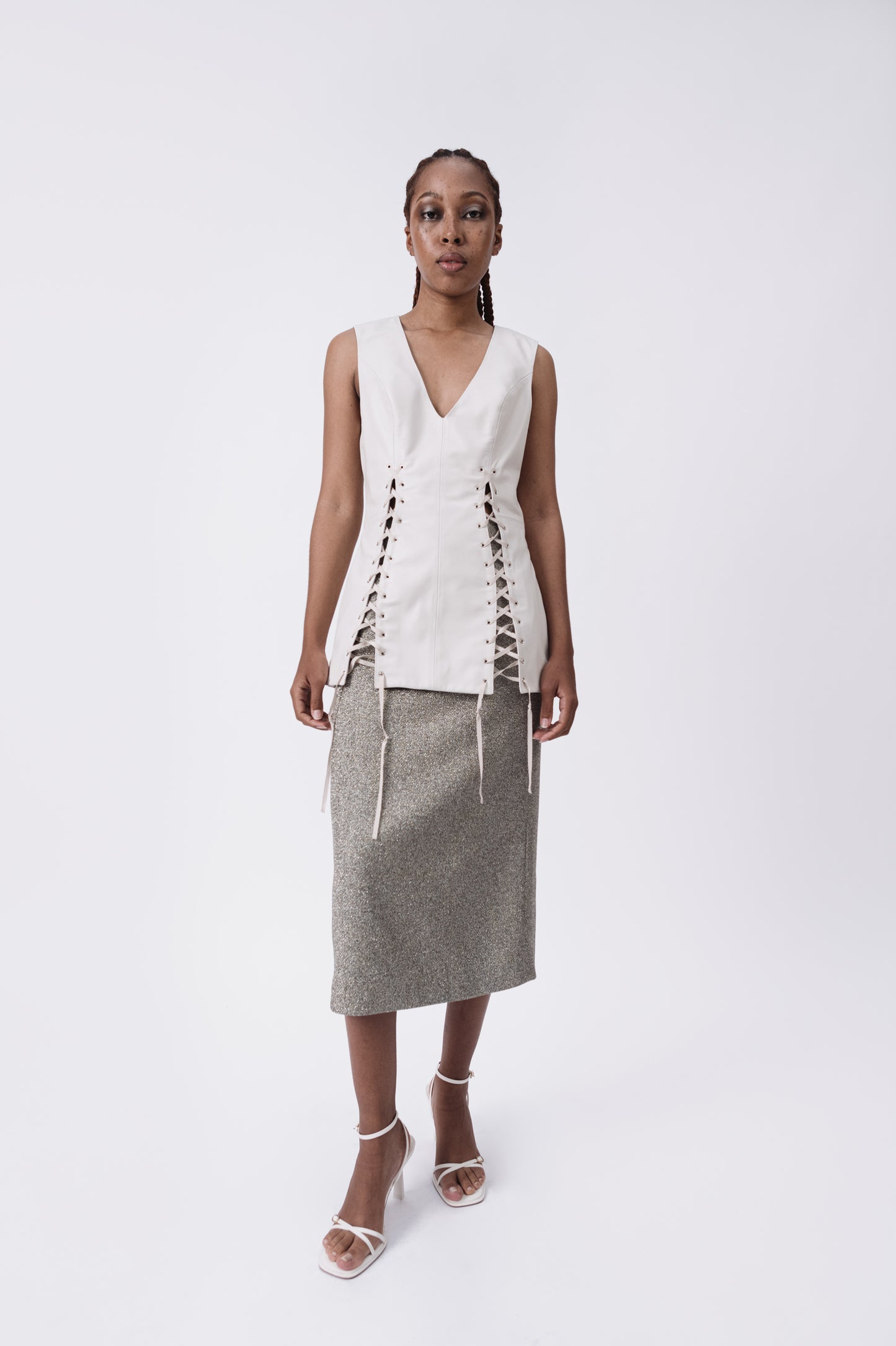 Lace Up Nappa Tank