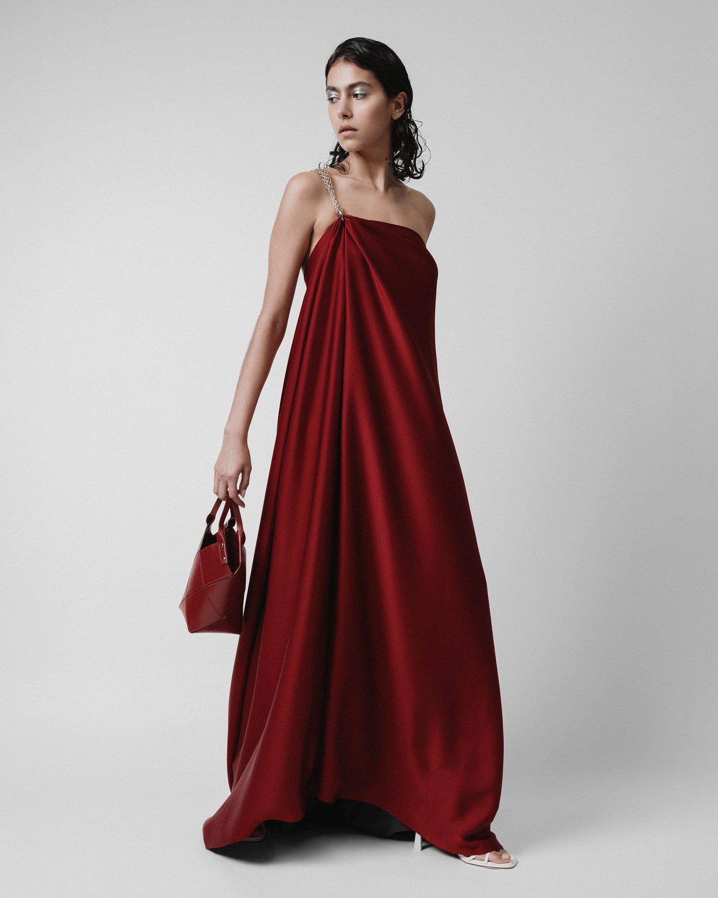 One Shoulder Chain Strap Gown