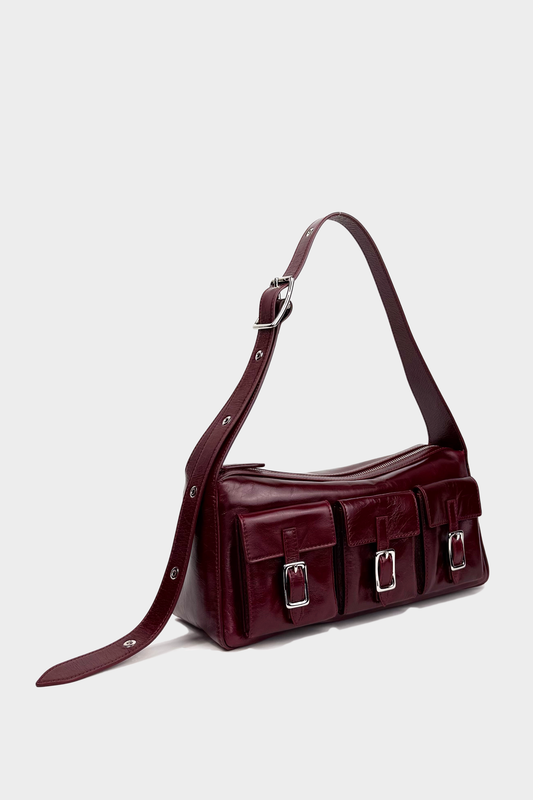 Anjelica Pocket Shoulder Bag in Cranberry