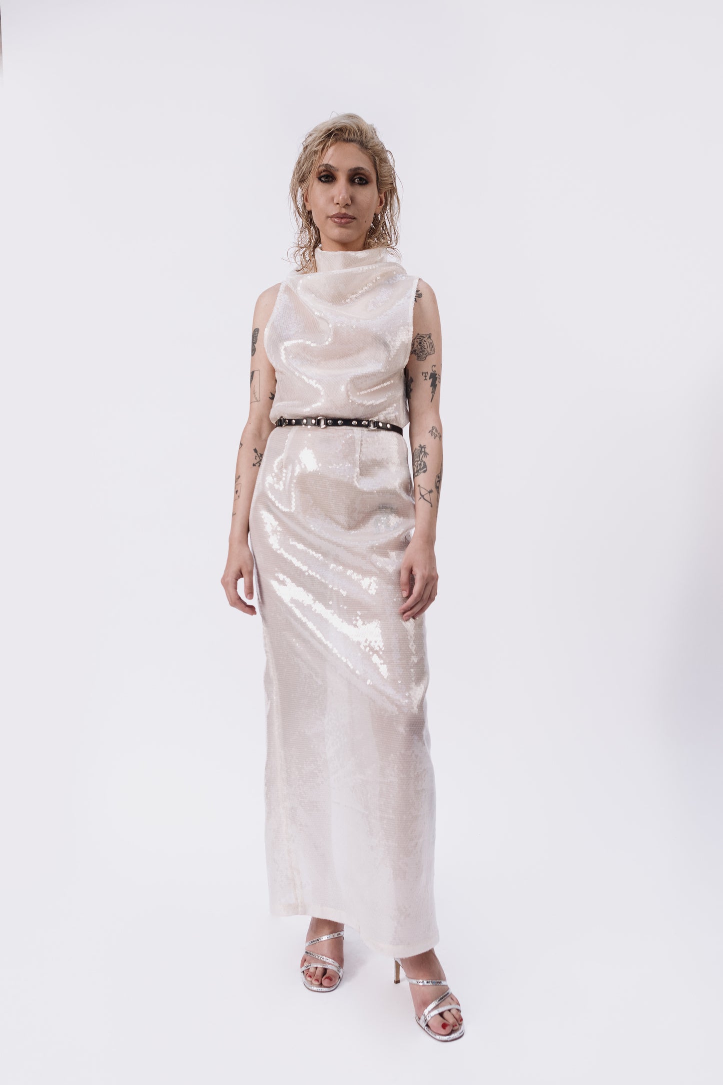 Sequin Cowl Neck Dress