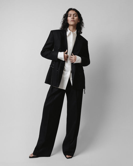 Mid Rise Pleated Trouser