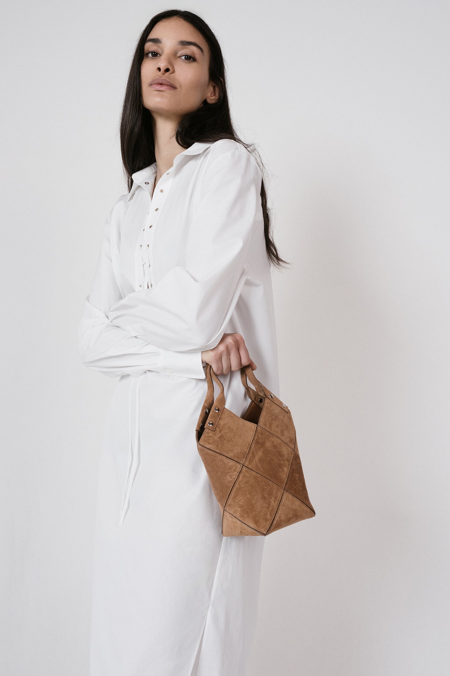 Mini Fiona Tote in Caramel Suede