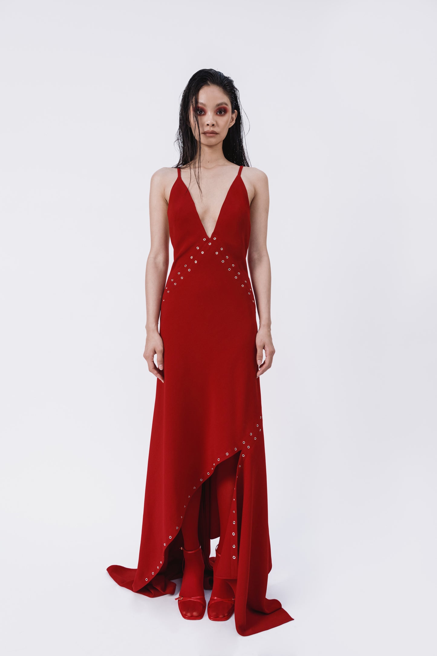 Slip Dress with Eyelet Details