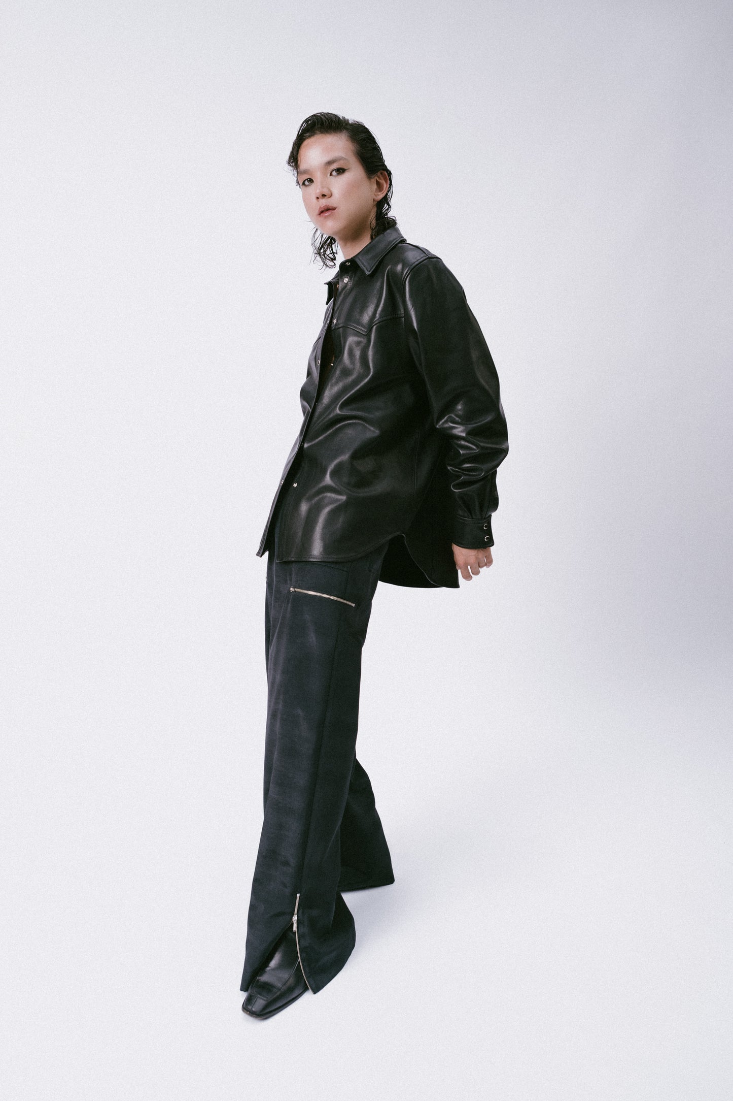 Leather Western Snap Front Shirt