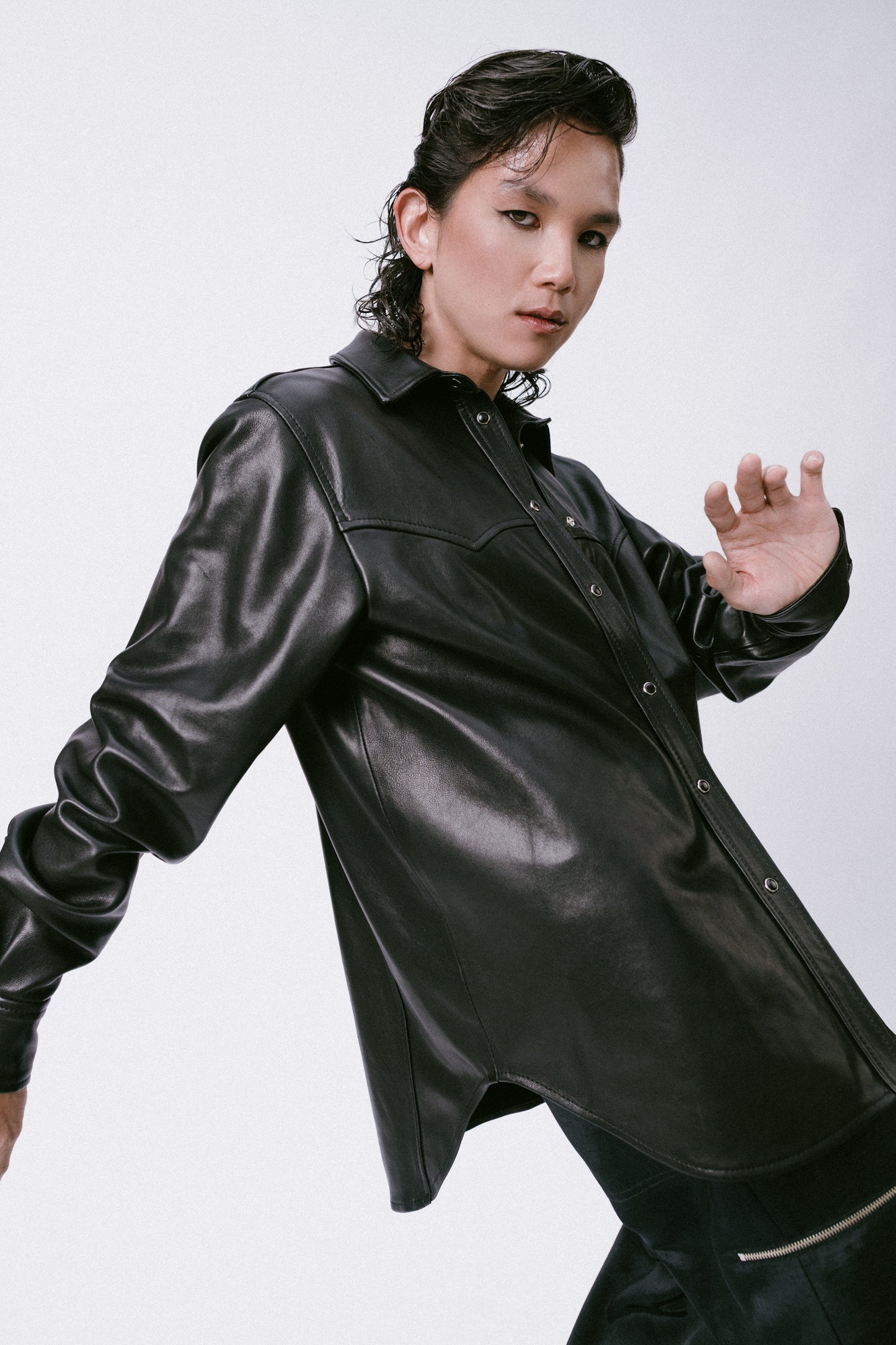 black leather western shirt