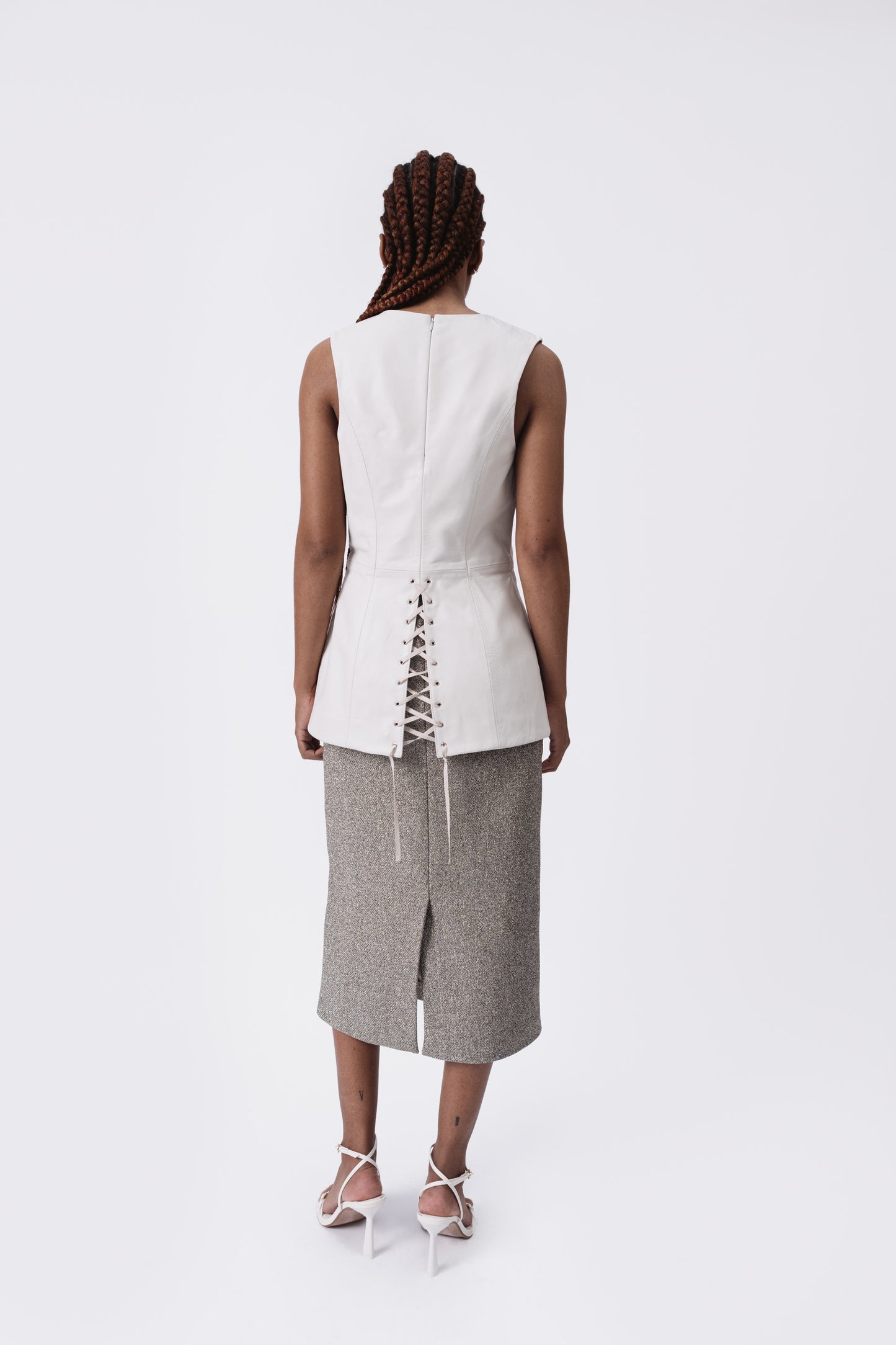 Lace Up Nappa Tank