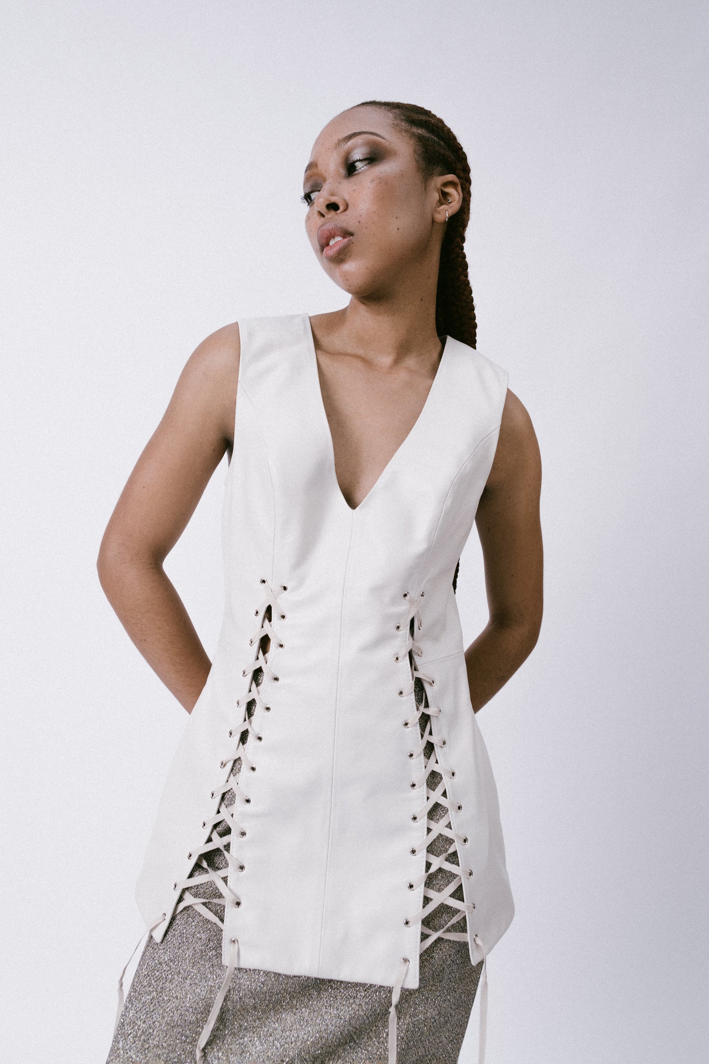Lace Up Nappa Tank