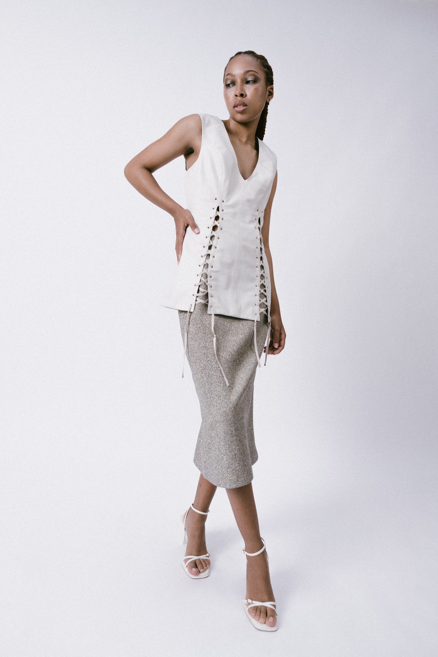 Lace Up Nappa Tank