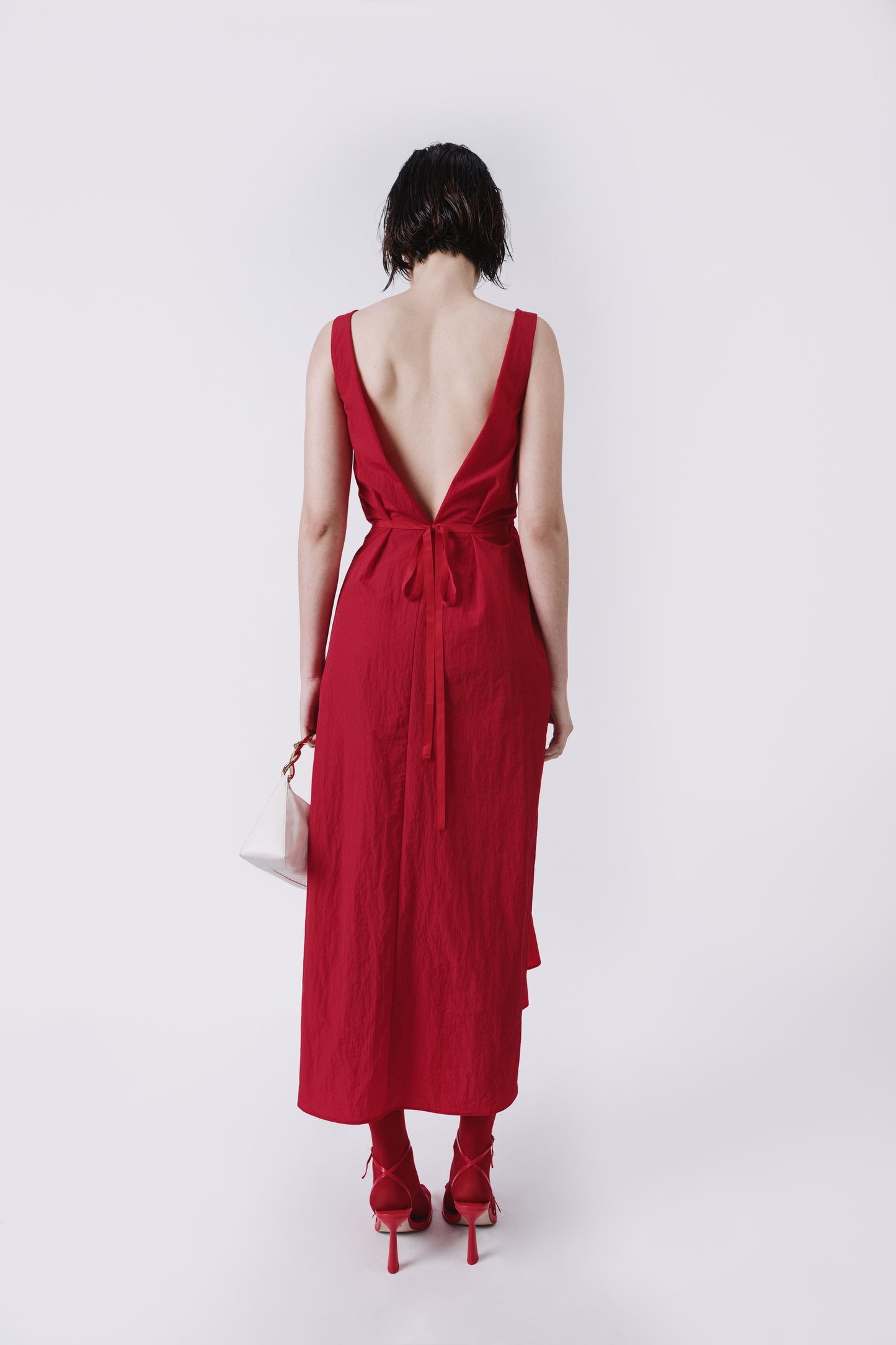 Draped Nylon Wrap Dress