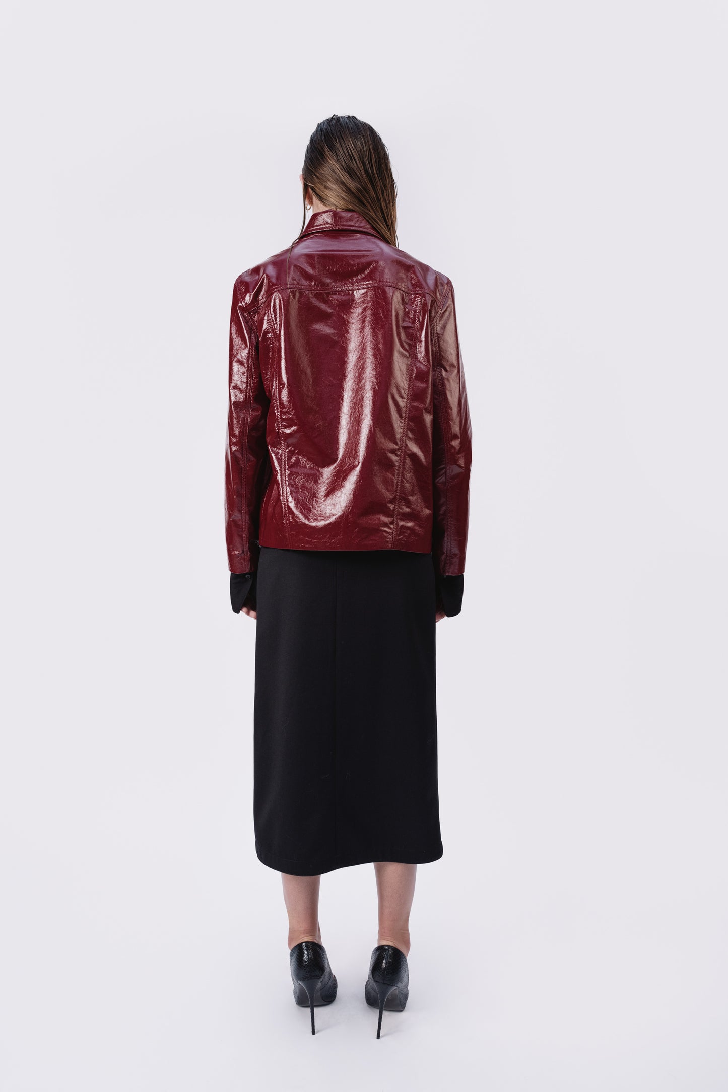Crinkle Patent Leather Chore Jacket