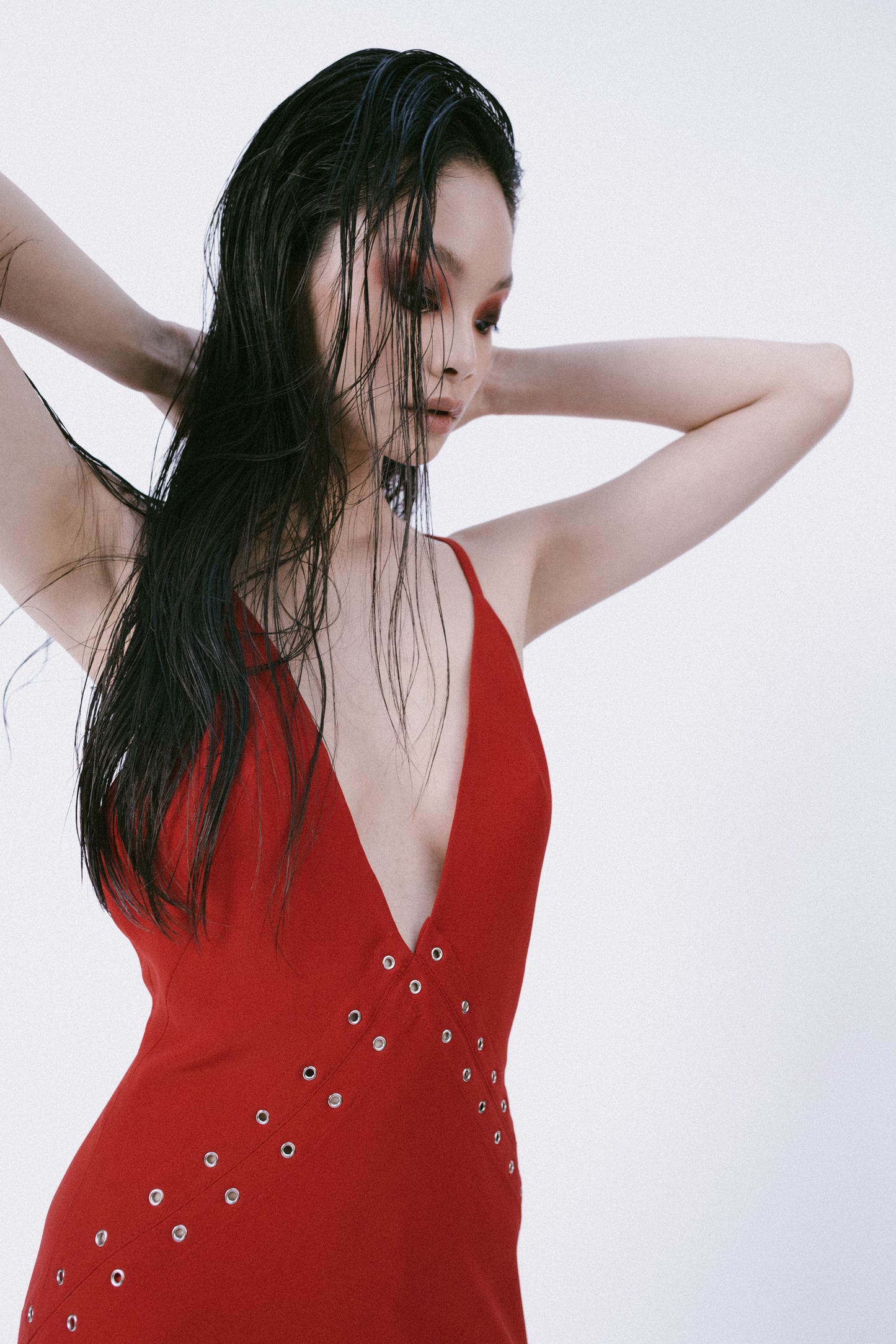 Slip Dress with Eyelet Details