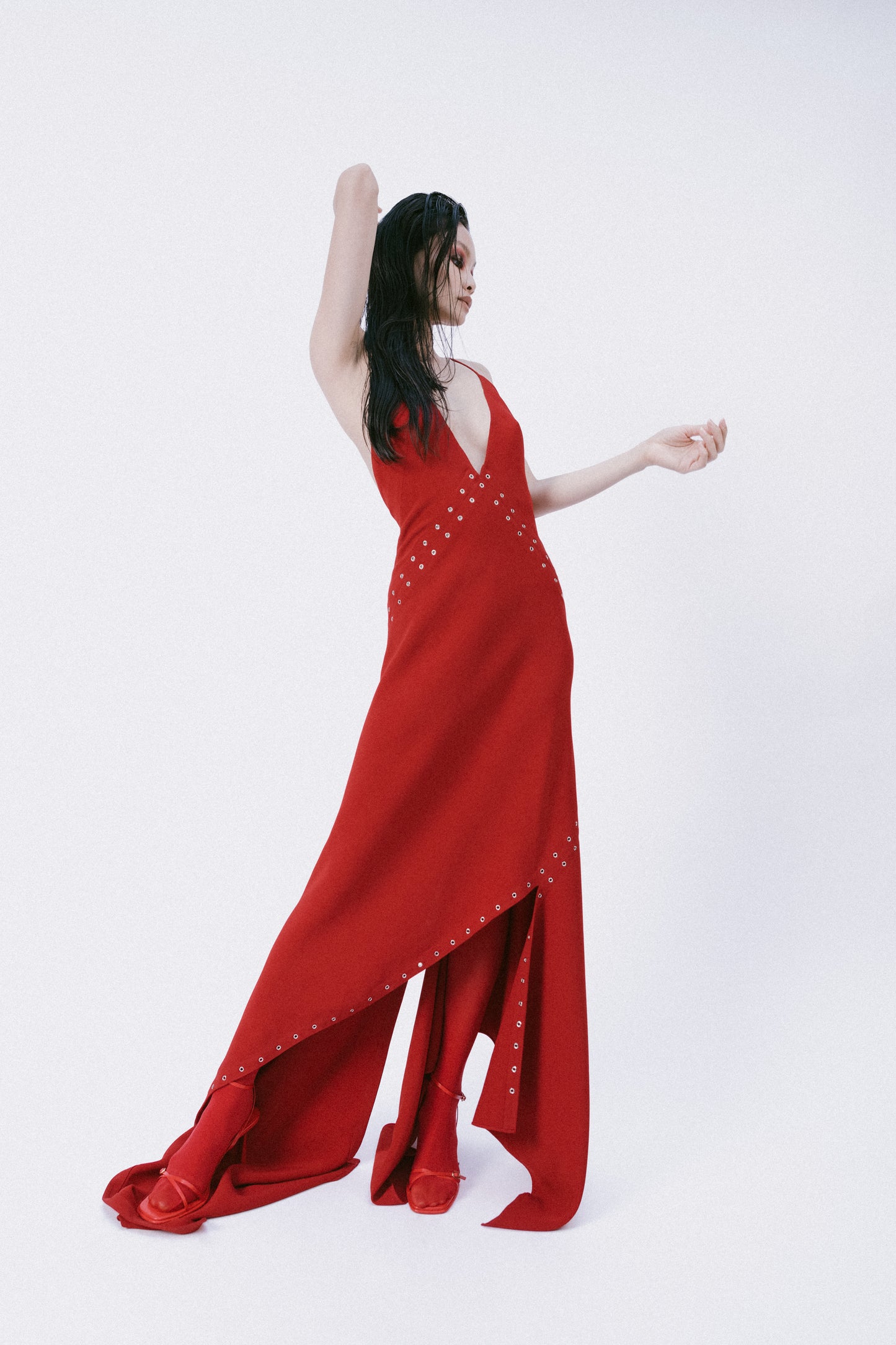 Slip Dress with Eyelet Details