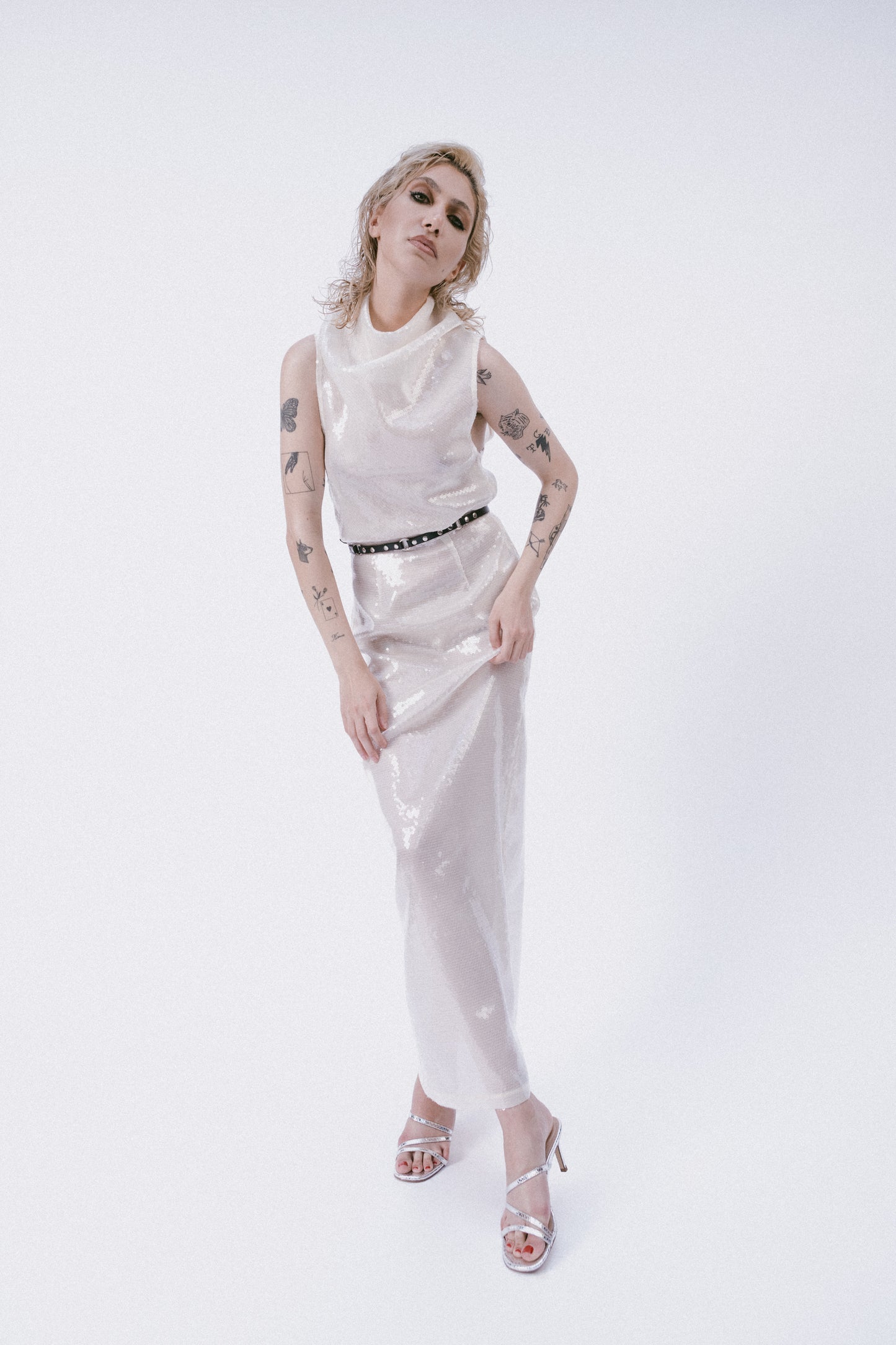 Sequin Cowl Neck Dress