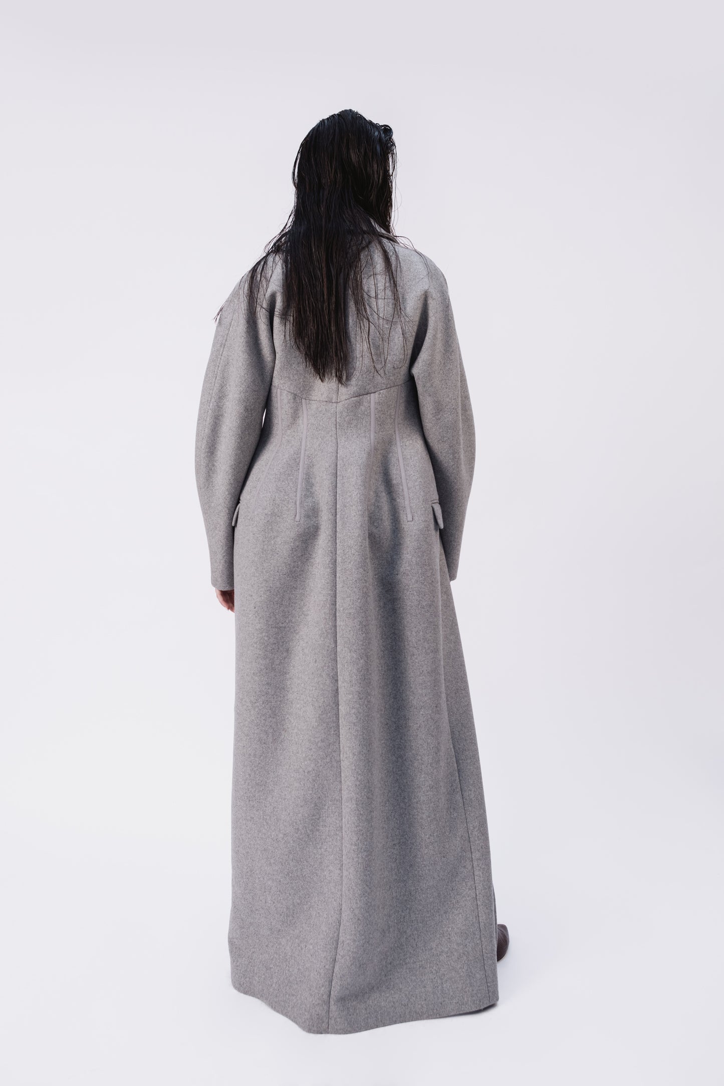 Trompe l'oeil Bustier Coat in Dove Grey