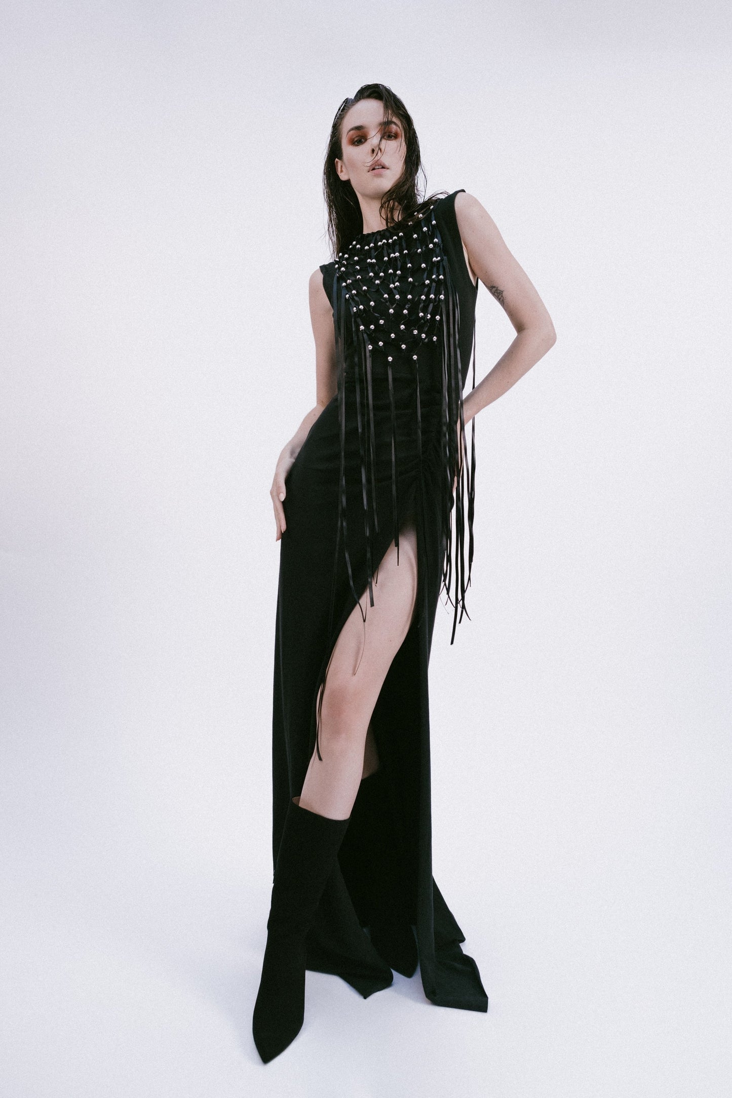 black jersey dress