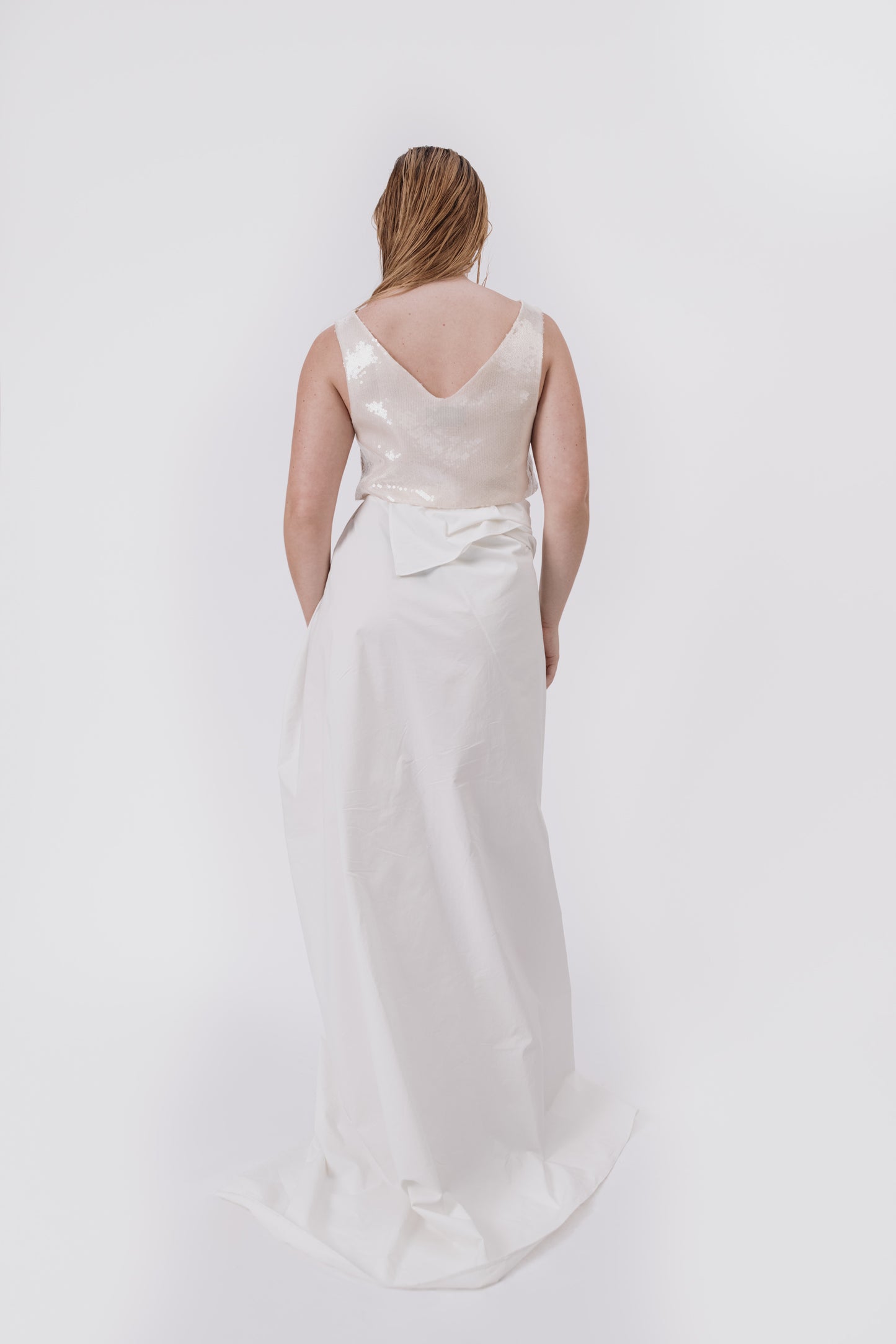 Draped Nylon Blend Wrap Skirt