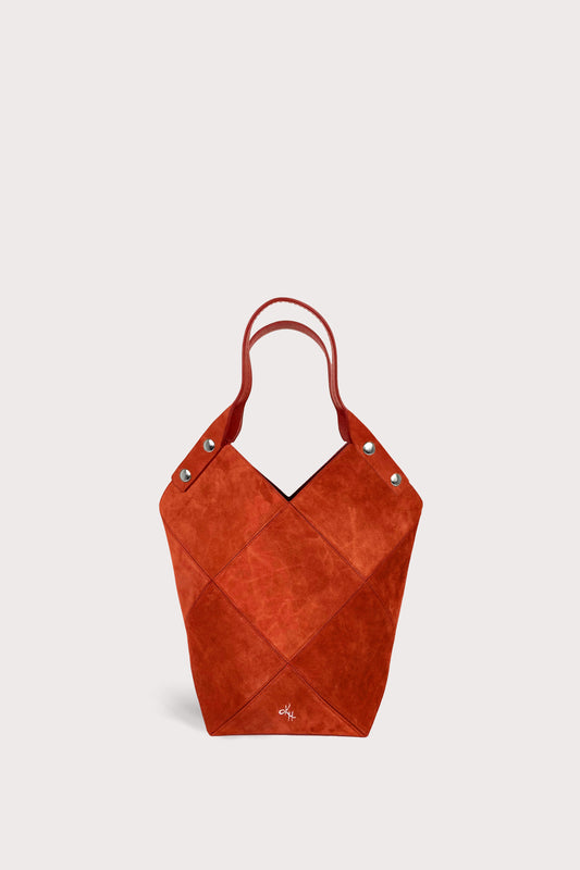 Mini Fiona Tote in Blood Orange Suede
