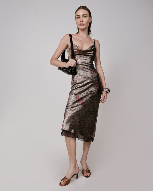 Python Lamé Slip Dress