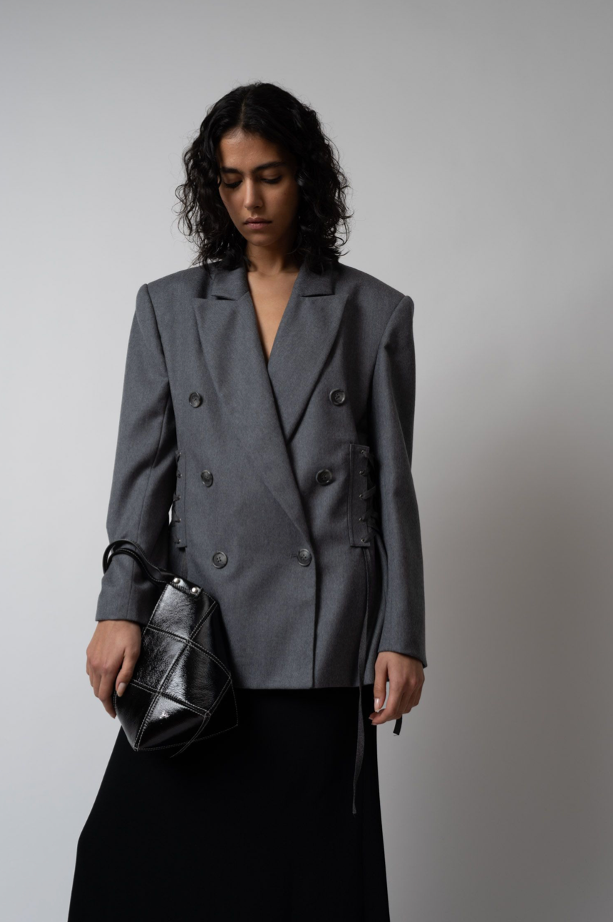 Double Breasted Blazer with Lacing