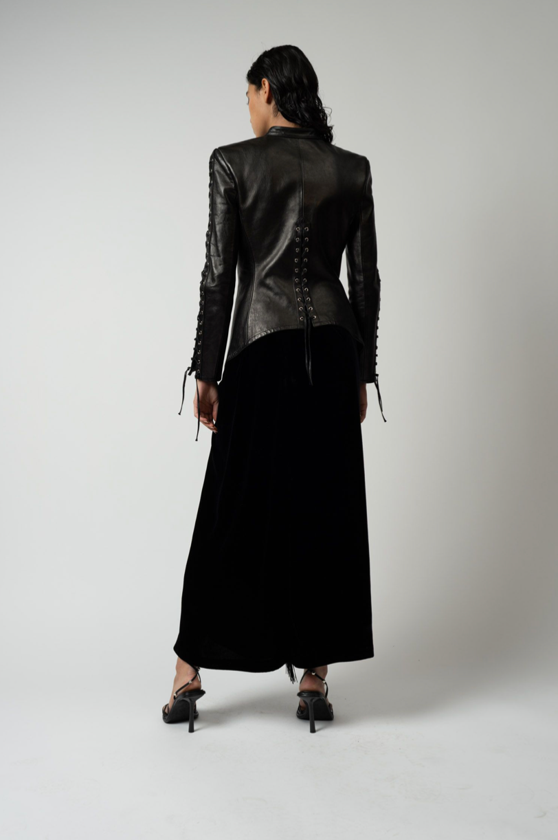Eloise Lace-up Jacket in Leather