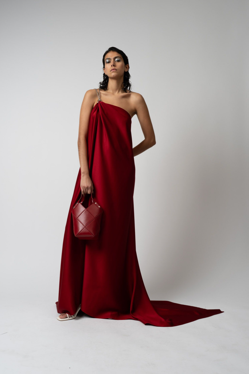 One Shoulder Chain Strap Gown