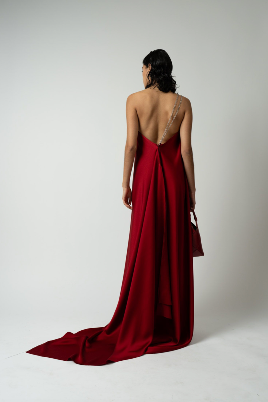 One Shoulder Chain Strap Gown