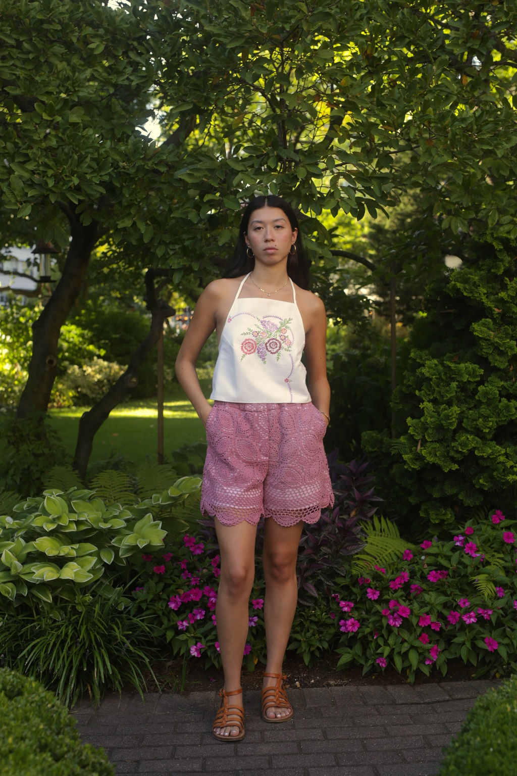 KHxWE2 Summer Shorts in Heather Crochet