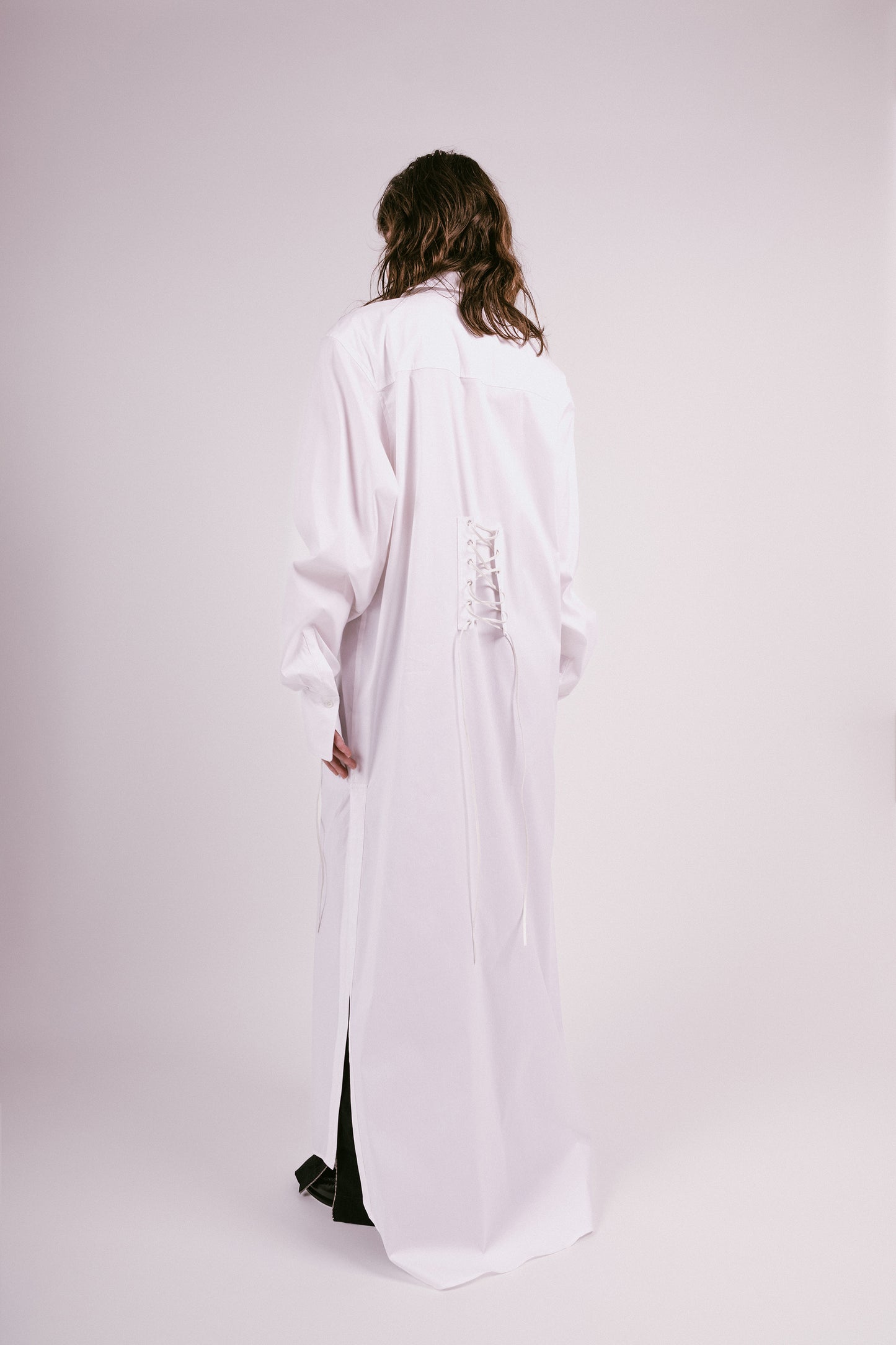 Lace-up Shirt Dress in Organic Cotton