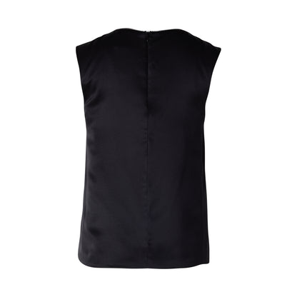 Lace Inset Silk Tank - Black (Pre-order)