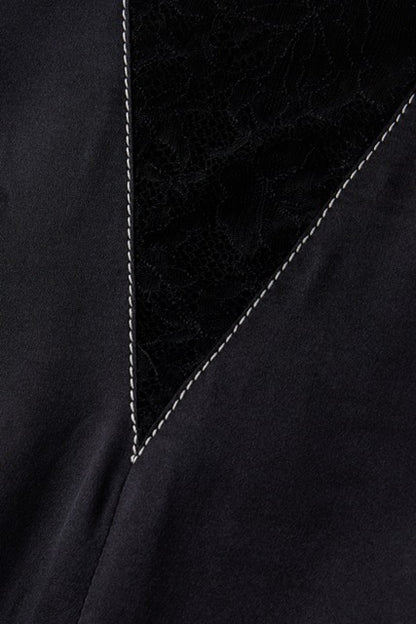 Lace Inset Silk Tank - Black (Pre-order)