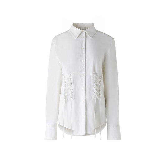 Long Sleeved Shirt with Lacing - White