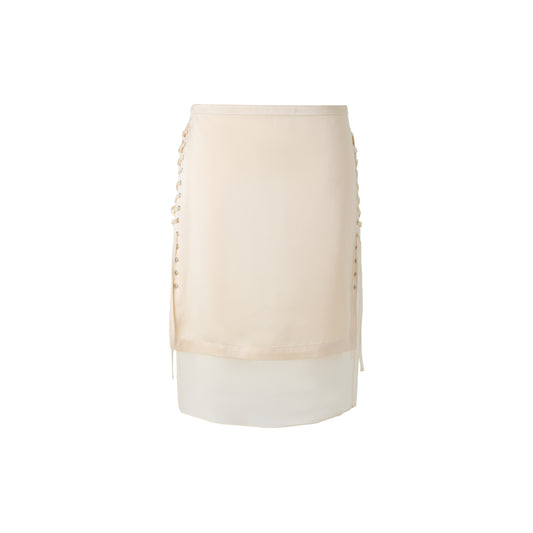 Overlay Lace-Up Skirt - Cream (Pre-order)