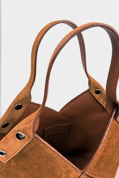 Mini Fiona Tote in Caramel Suede