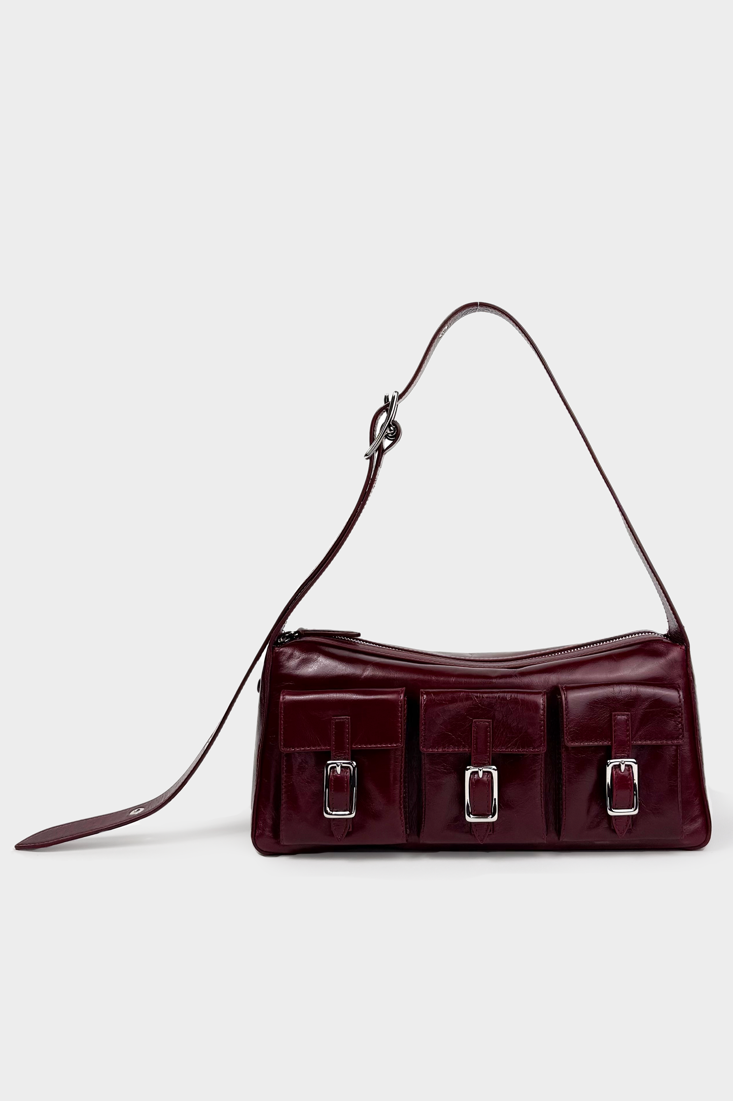 Anjelica Pocket Shoulder Bag in Cranberry