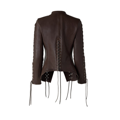 Eloise Lace-up Jacket in Tumbled Leather (Pre-order)
