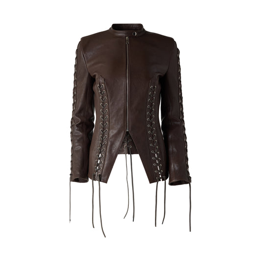 Eloise Lace-up Jacket in Tumbled Leather (Pre-order)
