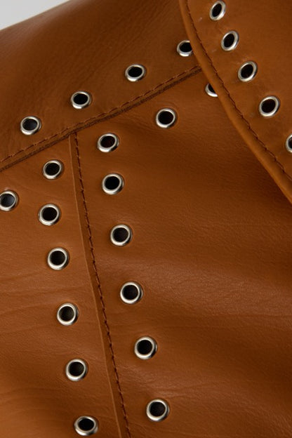 Eyelet Detail Leather Jacket (Pre-order)