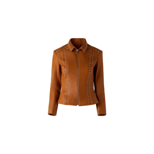 Eyelet Detail Leather Jacket (Pre-order)