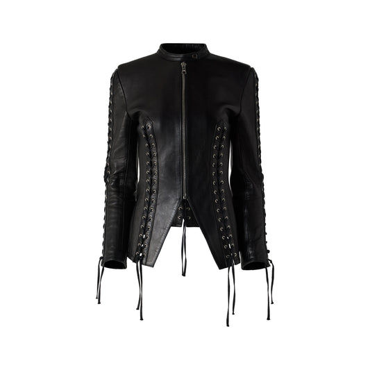 Eloise Lace-up Jacket in Leather