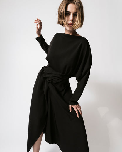 Peggy Draped Dolman Sleeve Dress