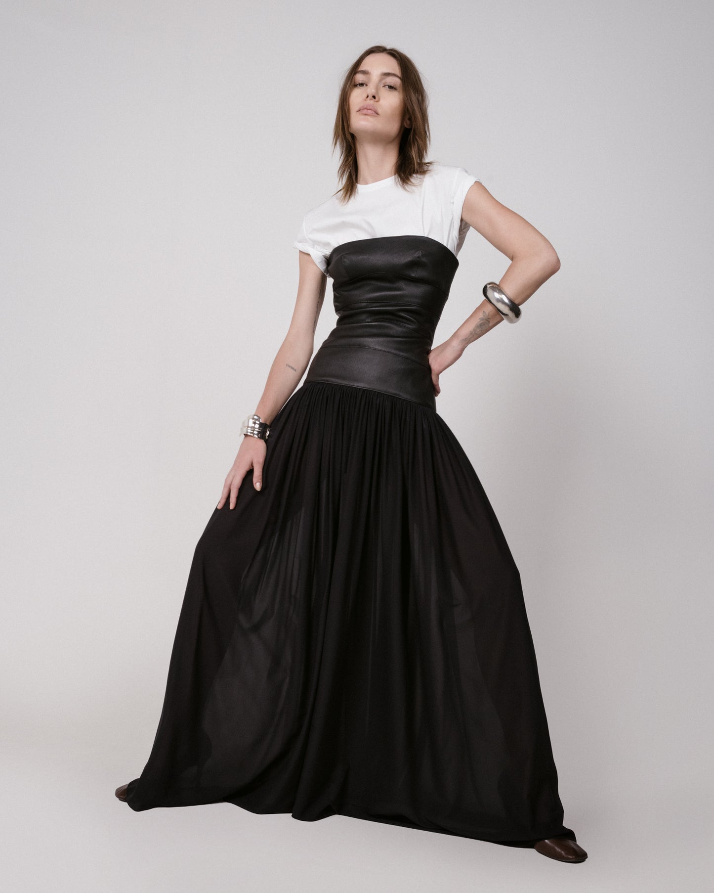 Strapless Leather Band Dress