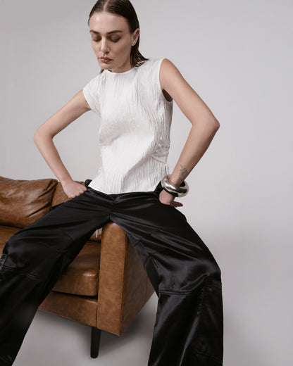 Crinkle Lace-up Tank