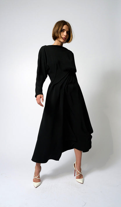 Peggy Draped Dolman Sleeve Dress