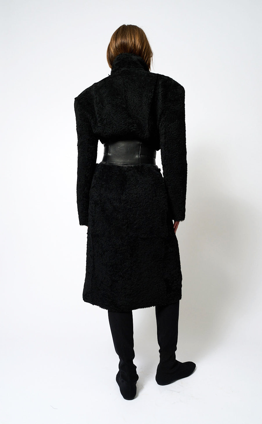 Curly Shearling Hourglass Coat