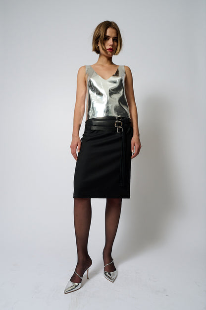 Mirror Metallic Leather Tank Top