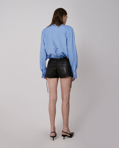 Lace-up Leather Shorts