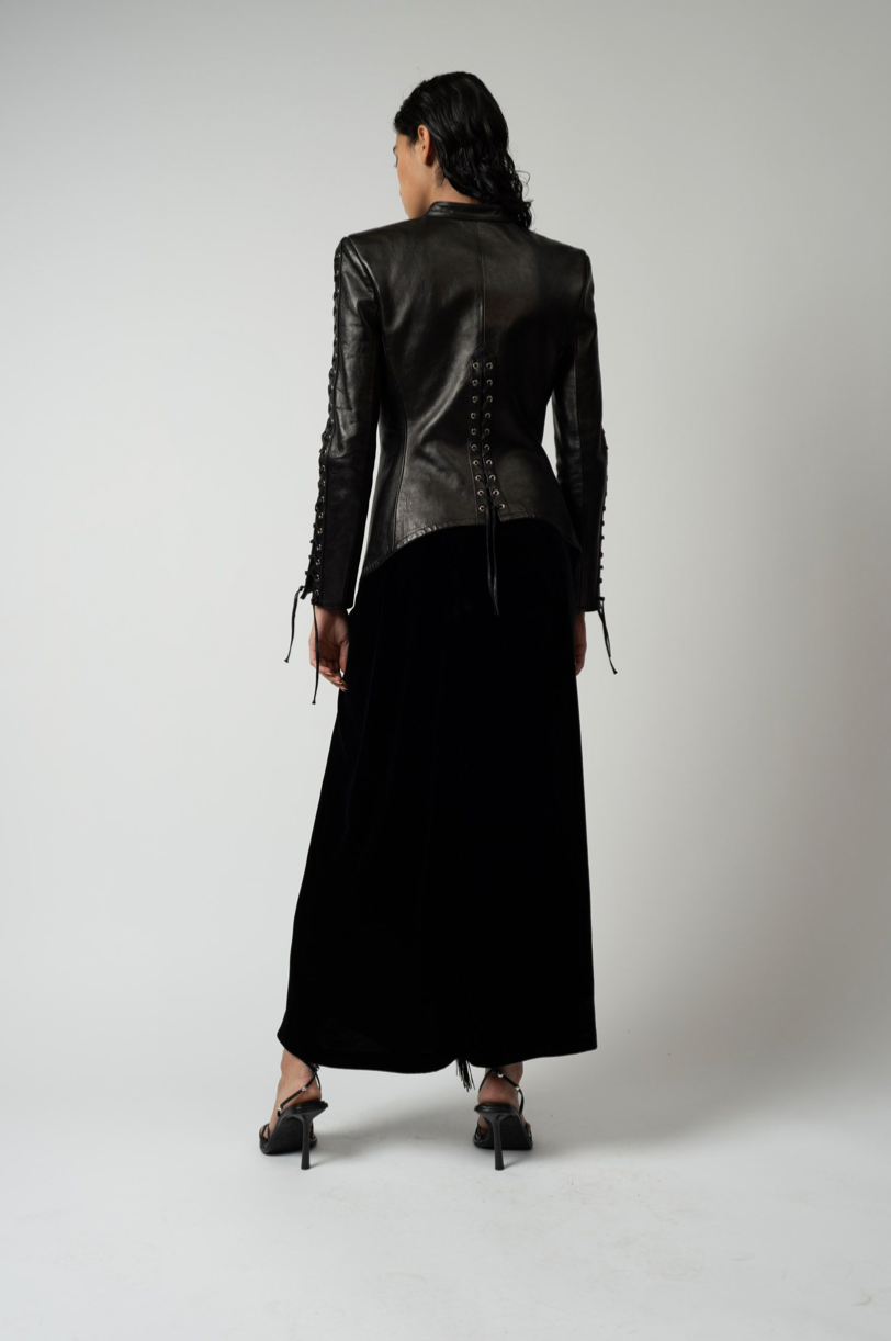 Leather Eloise Lace-up Jacket
