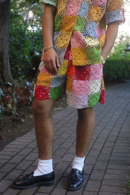 KHxWE2 Summer Shorts in Rainbow Crochet