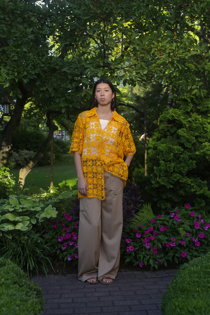 KHxWE2 Camp Shirt in Mango Crochet